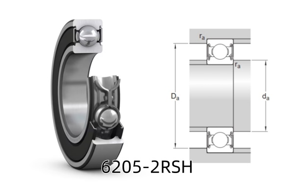An image shows SKF's 6205-2RSH bearing and its drawing.