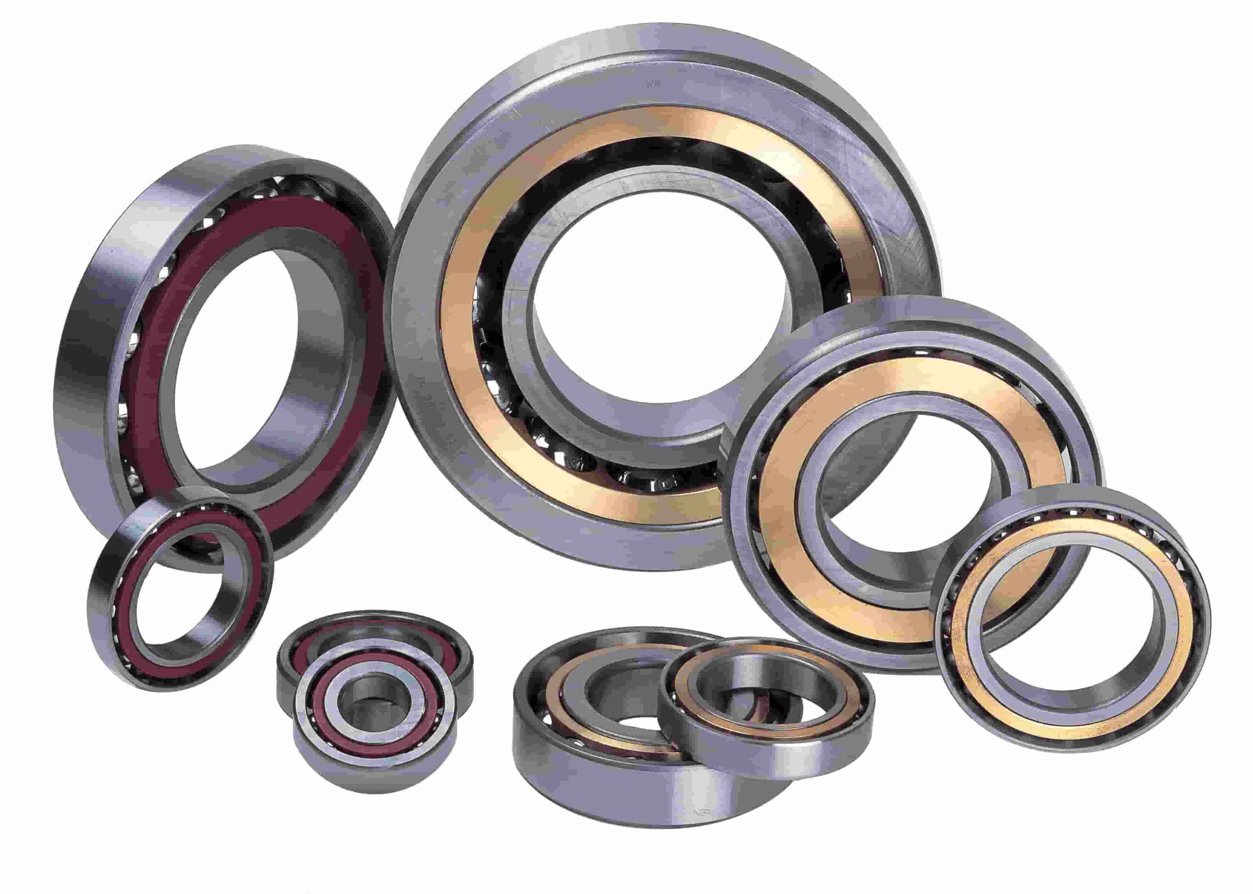 image shows different angular contact ball bearings