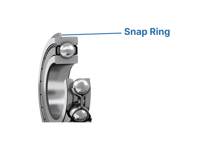 image shows the snap ring on deep groove ball bearing