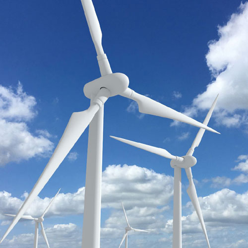 image shows wind turbines used in the energy sector.
