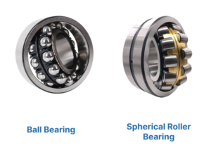 A ball bearing and a spherical roller bearing