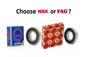 A side-by-side comparison of NSK and FAG 6203 bearings, highlighting their durable construction.