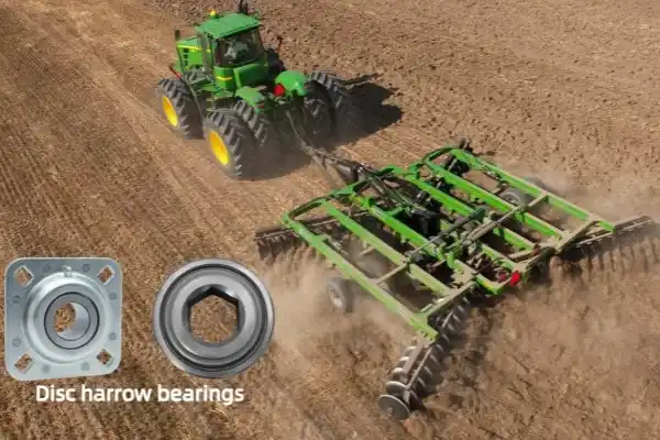 image shows disc harrow bearings and flanged disc plough bearings used for Tillage