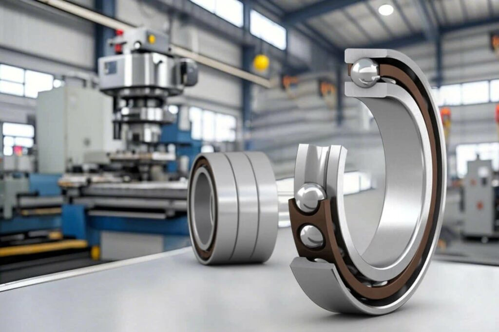 close up of ball bearing installed in machine