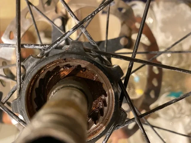A bicycle becomes rusty