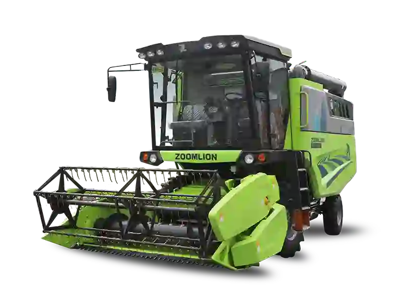 image shows a combine harvester