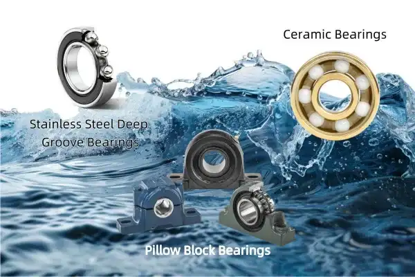 Materials like stainless steel bearing components, ceramics, or special polymers are often employed to withstand the harsh marine environment.