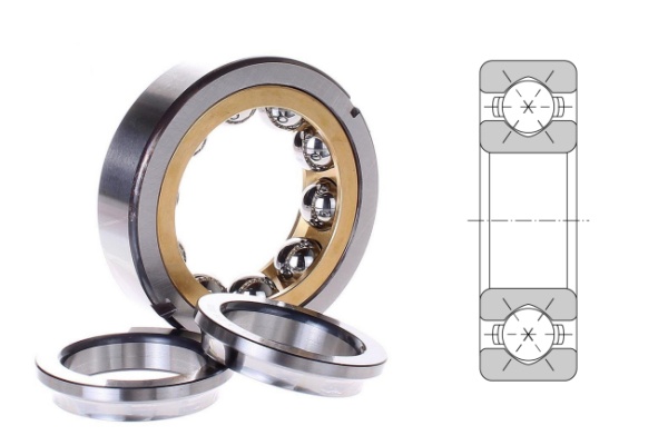 image shows a four-point-contact-bearing and its structure