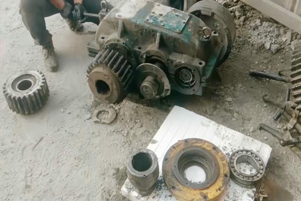 A factory machine halted on the production line due to bearing failure.