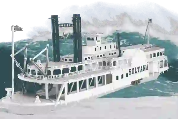 image displays steamboat in sea
