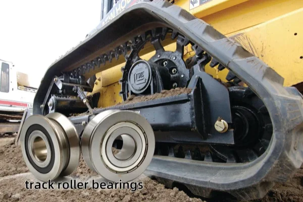image shows track roller bearings in Heavy Equipment Track System