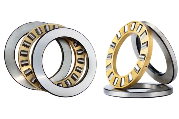 image shows cylindrical roller thrust bearings from different angles