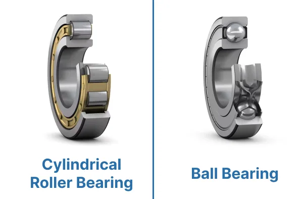 Cylindrical roller bearing vs. ball bearing