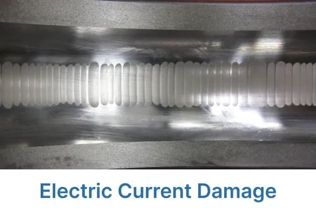 Electric current damage on bearing raceway
