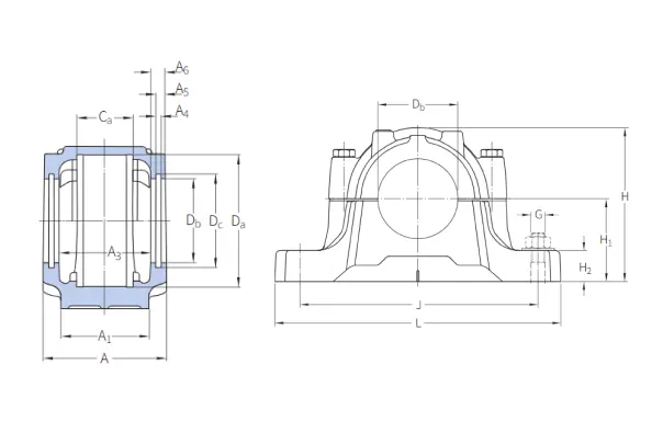 The front and side of the bearing housing size diagram