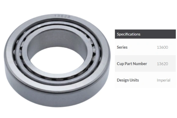 image shows part number 13620 tapered roller bearings single cups