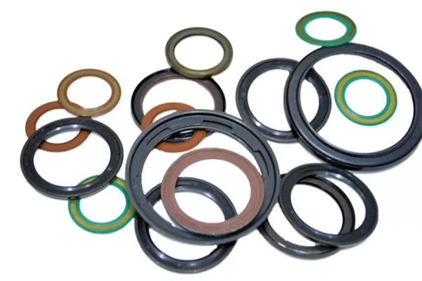 image shows top five polymer materials for bearing seals, including NBR, Polyurethane, FKM, Silicone, and PTFE.