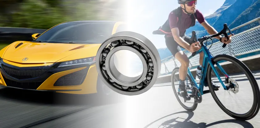 A ball bearing with a bike and a car