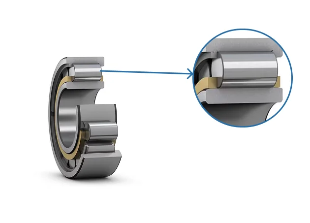 point out the bigger roller in cylindrical roller bearing