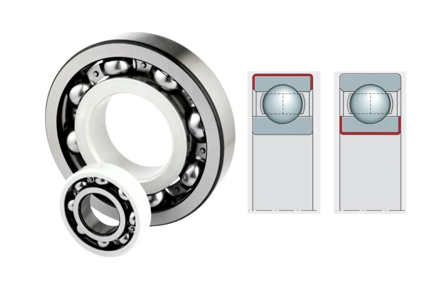 Cross-section of an insulated bearing with ceramic coating.