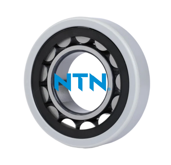 A close-up of NTN MEGAOHM Series Insulated Single Row Cylindrical Roller Bearings showing the insulating layer, designed to prevent electrical pitting.