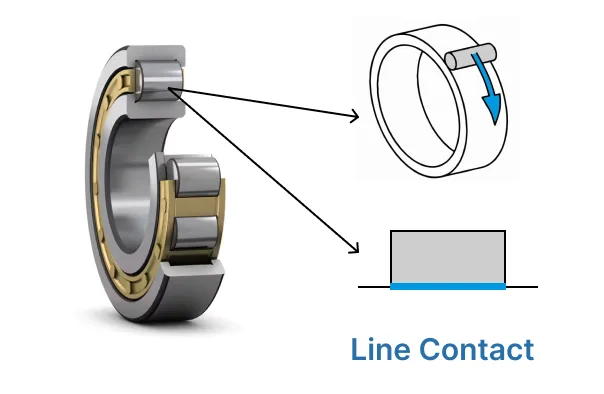 A roller bearing and line contact diagram