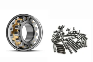 image shows a Spherical roller bearing and some needle rollers