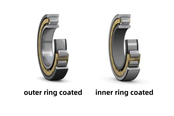 Comparison image of outer and inner ring coating types for SKF INSOCOAT bearings.