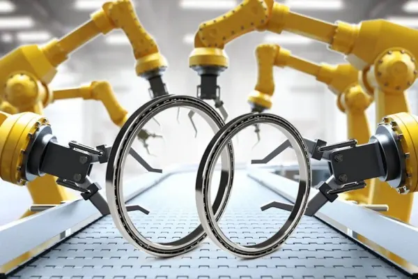 Illustration of thin wall ball bearings used in a lightweight robotic arm for enhanced precision and efficiency.