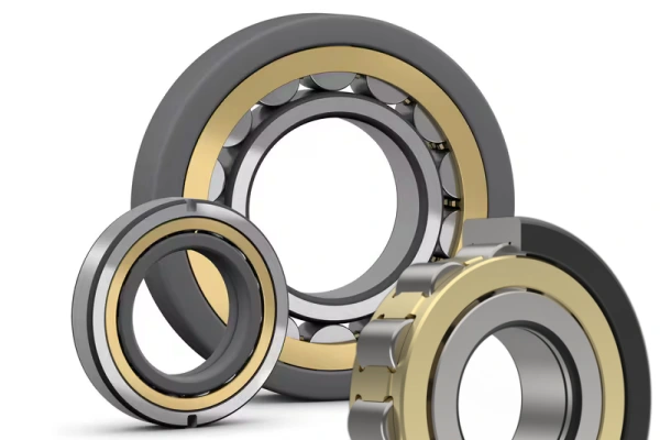A detailed illustration of a traction motor insulated bearing, highlighting its structure including the insulating layer (e.g., aluminum oxide) designed to protect the cylindrical roller bearing from stray electrical currents.
