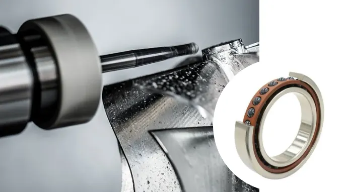 Image shows the precision angular contact bearings and high-speed spindles