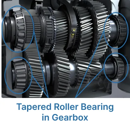 A tapered roller bearing in gearbox