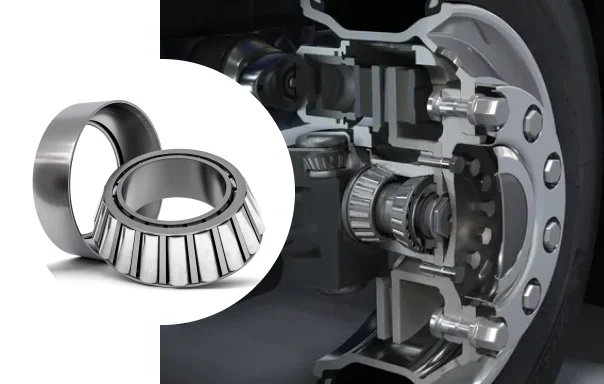 image shows the tapered roller bearing in wheel hub