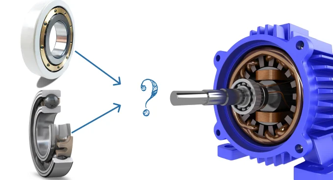 A motor and 2 types  of insulated bearings