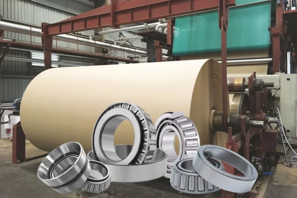 A visual representation of a tapered roller bearing with its conical shape, illustrating how it handles both radial and thrust loads.