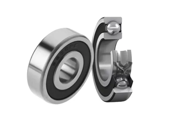 image shows two w6200 2rs Stainless Steel Deep Groove Ball Bearings