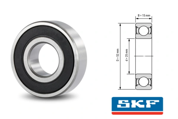 A picture shows the size specifications of the 6205-2RS bearing.