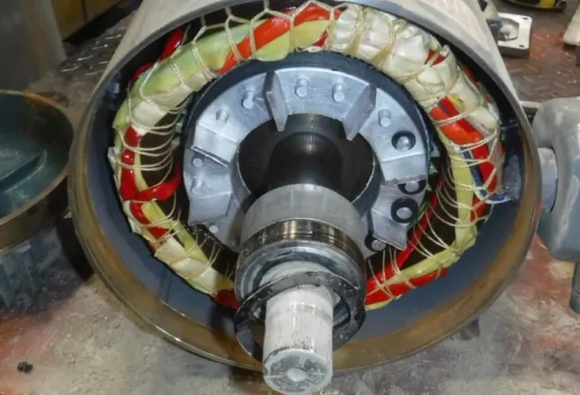 Image shows the non-drive end (NDE) of motor