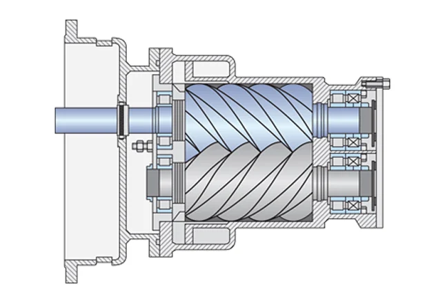 The diagram of screw compressor