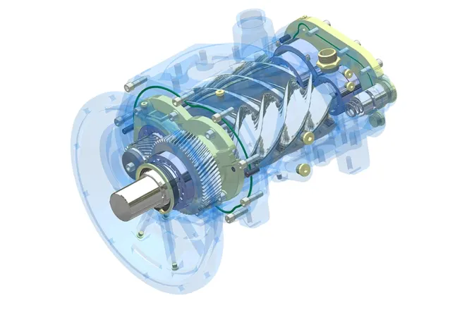 The diagram of screw compressor
