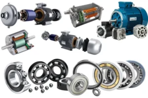 various motors with various TFL bearings visible, showcasing precision engineering and a wide range of applications from industrial to electric vehicles.