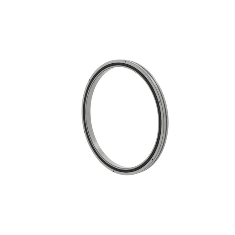 A close-up of a CRBS ultra-thin wall crossed roller bearing, showing its compact design and roller arrangement, used for a robot joint.