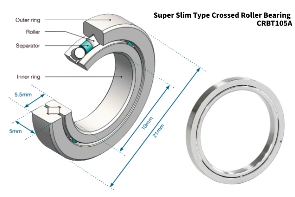 CRBT bearing CRBT105A with spacers for low-torque, smooth, and continuous motion