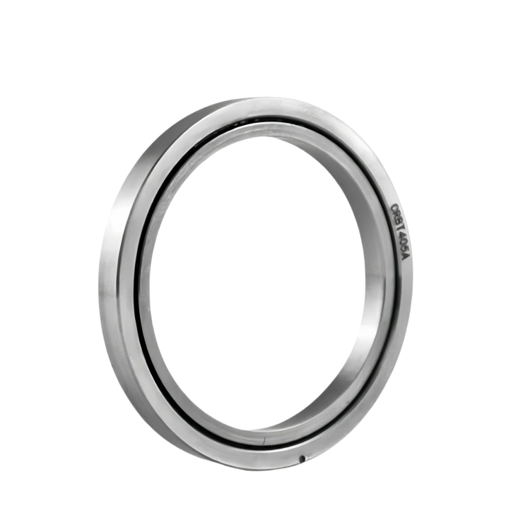 Product image of a CRBT super slim crossed roller bearing, with a close-up on a high precision bearing for compact robot joints.