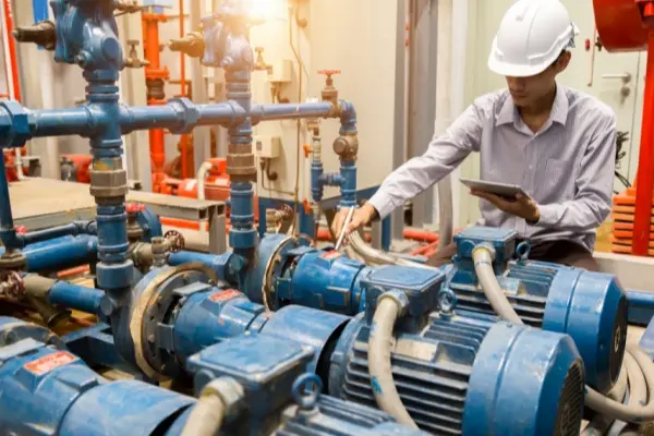 The maintenance personnel conducted an inspection of the pump.