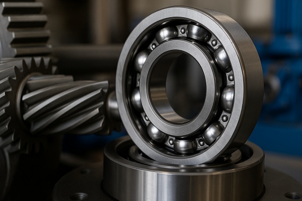 A high-precision ball bearing operating at high RPM with low friction.