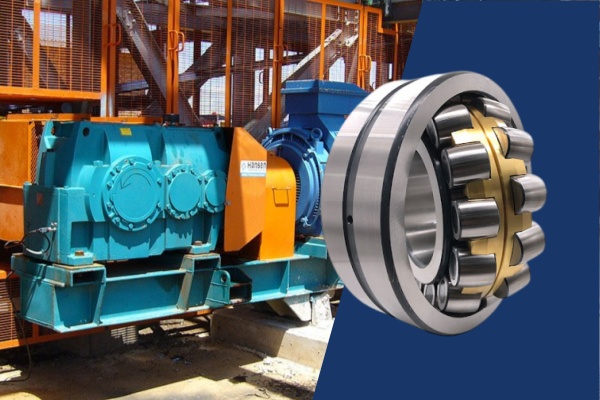 Heavy-duty roller bearings installed in a mining conveyor gearbox.