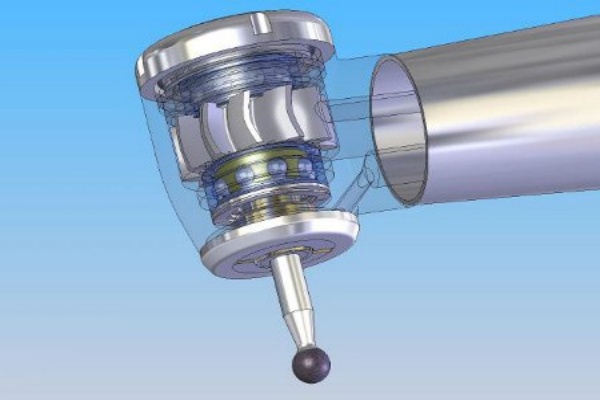 A dental tool showing the placement of a miniature ball bearing inside the head for high-speed rotation.