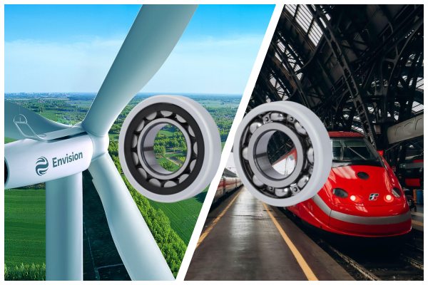 Industrial applications such as wind turbines and trains that require reliable insulated bearings for motors.