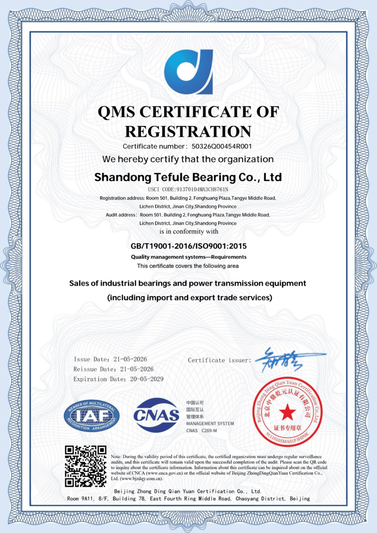 TFL ISO 9001 bearing supplier certification